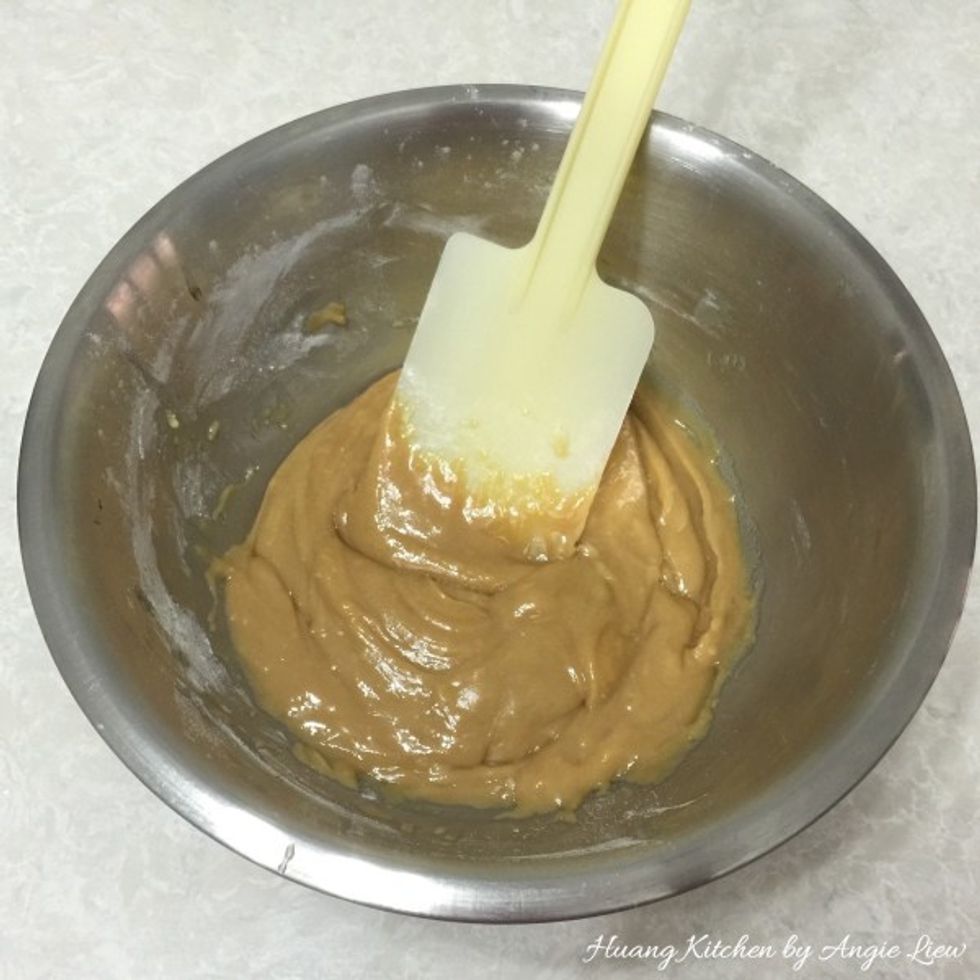 With a wooden spoon or spatula, stir to combine all ingredients. Do not over-stir.