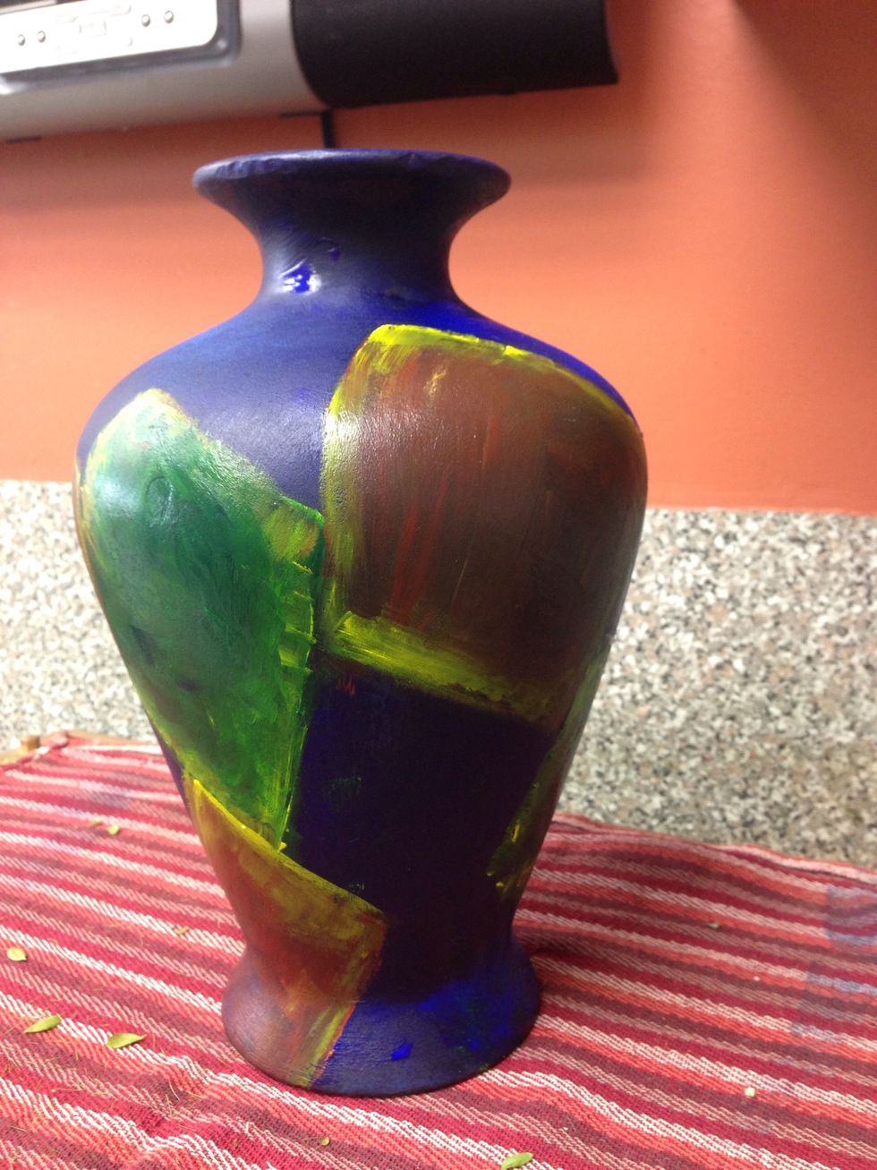 With all the coloured squares painted and completely dried. I will add some gold leafing  in the final step.