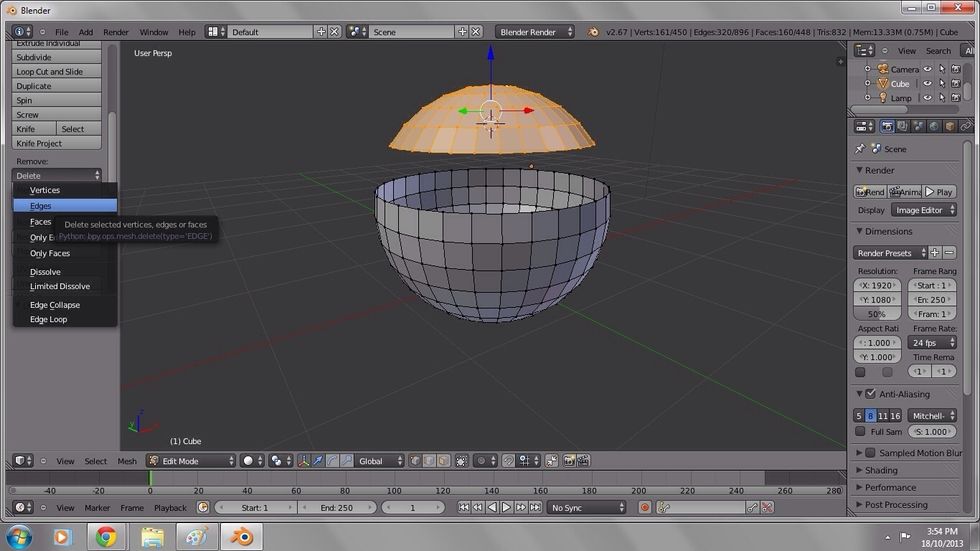 With ALT 'something' select the unnecessary vertices left at the top of the sphere and click delete vertices.