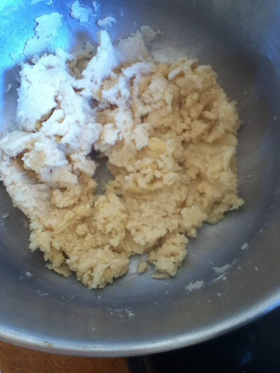 With an electric mixer, mix together the butter, sugar and brown sugar.