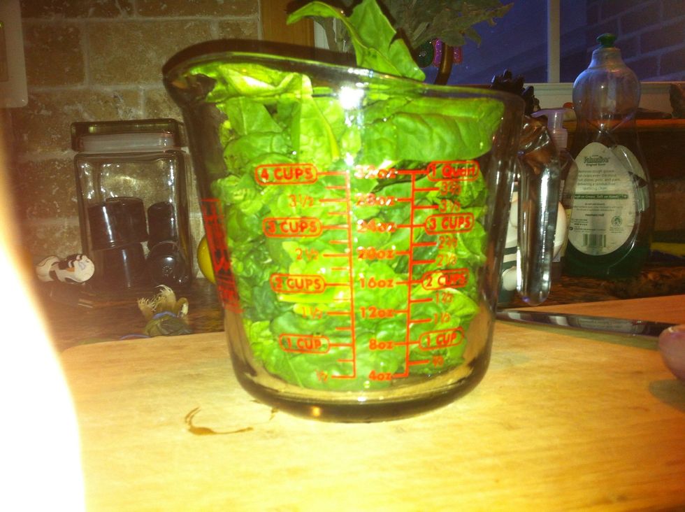 With four cups of fresh spinach...(you can use less)