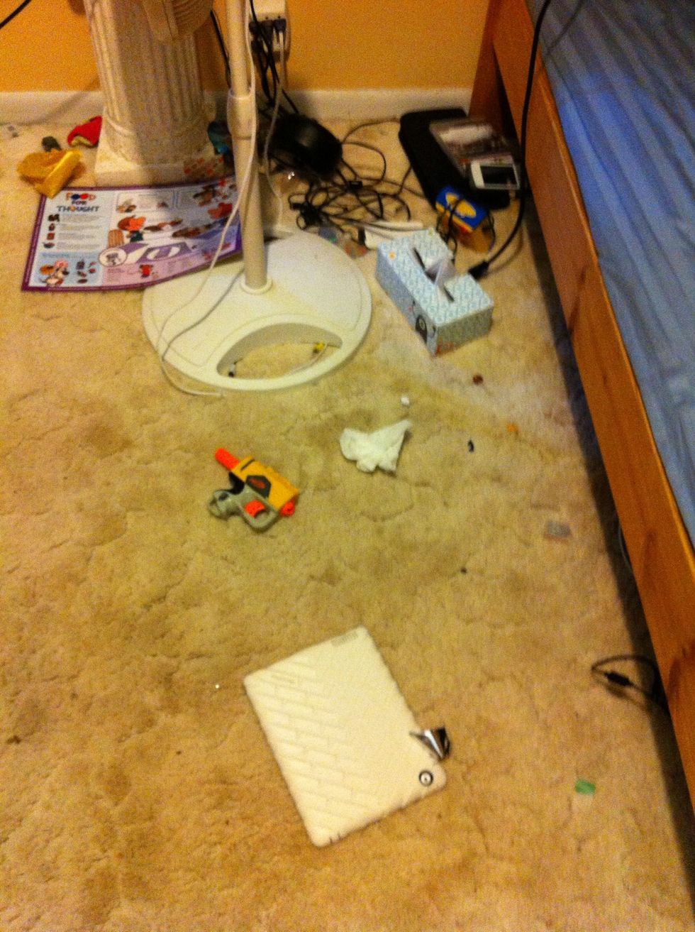 With laundry up, may find more trash and dishes. Just get those up and move to next room till all trash, dishes and laundry is together.