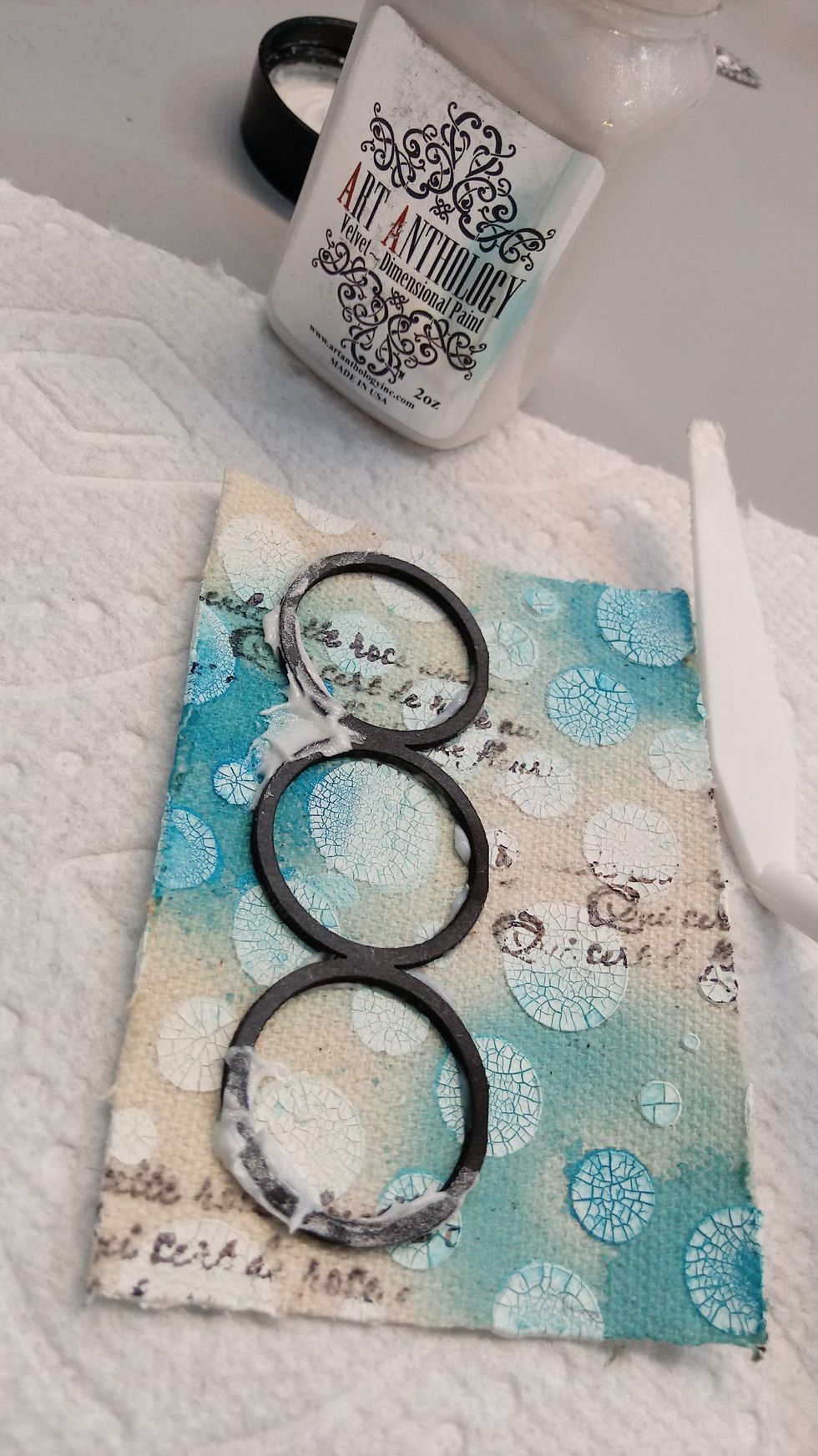 With my Cotton Velvet Medium, I'm going to add some black micro beads....using the paint as glue.