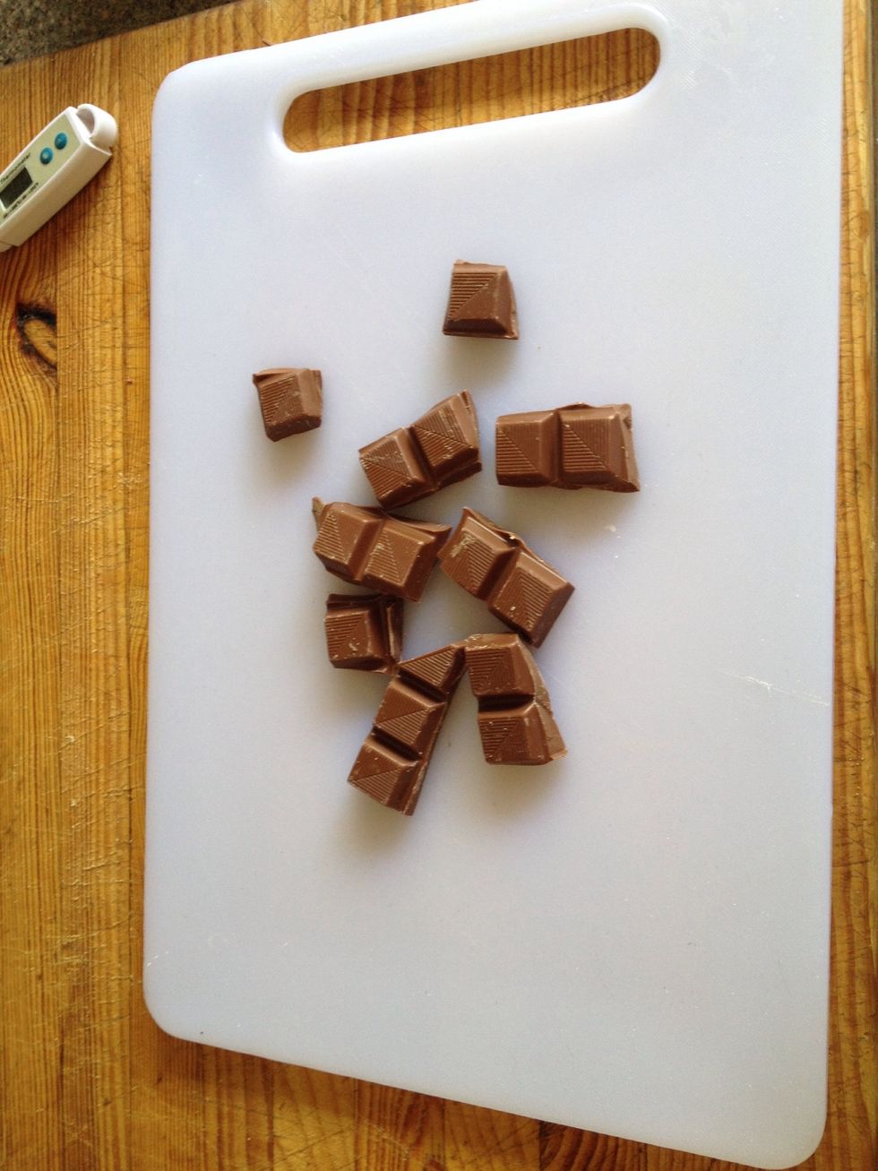 With remaining chocolate chop up pretty fine