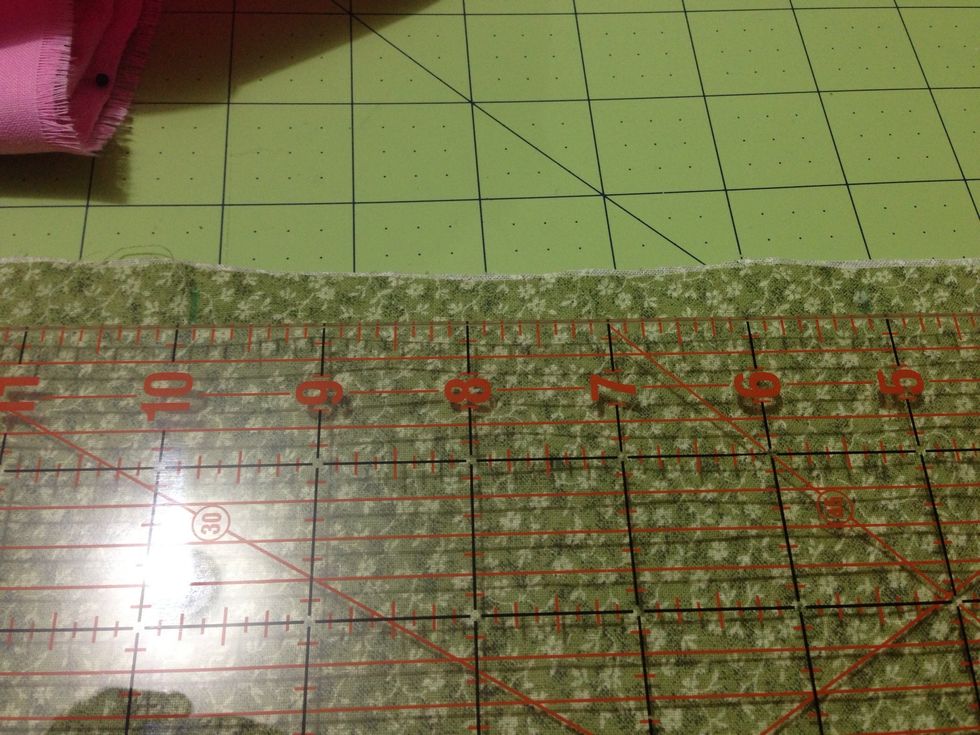 With right side facing out measure 4 in's from each side & mark it.