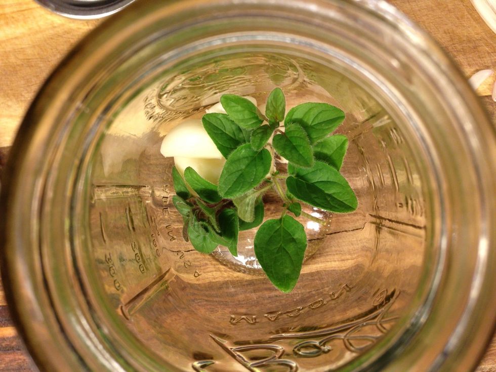 With some fresh oregano. You can throw a lemon peel in there too