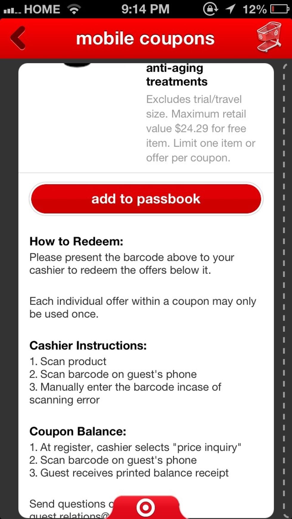 With Target, they will show you the coupon with a barcode. Scroll down until you see "add to passbook"