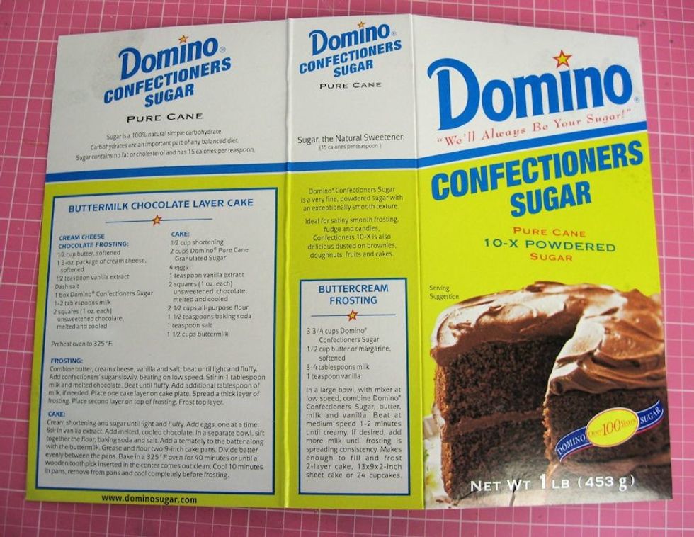 With the box laid flat, cut off the top and bottom flaps just below the seams. Cut the seamed side of the box open so that it looks like this. The remaining side panel becomes the planner's spine.