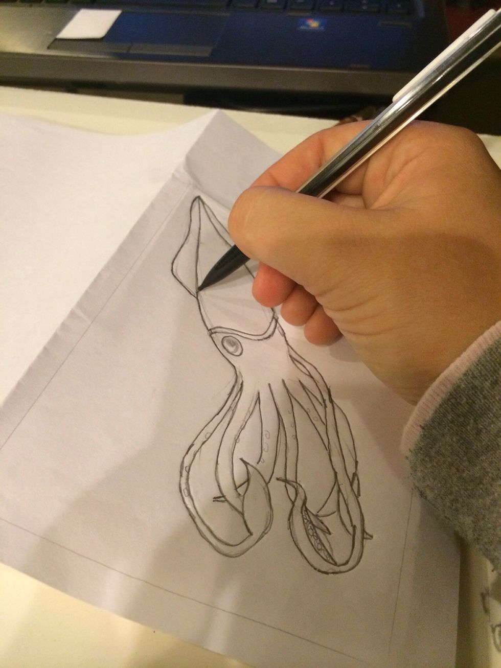 With the carving foam underneath, trace your lines so they transfer to the foam.