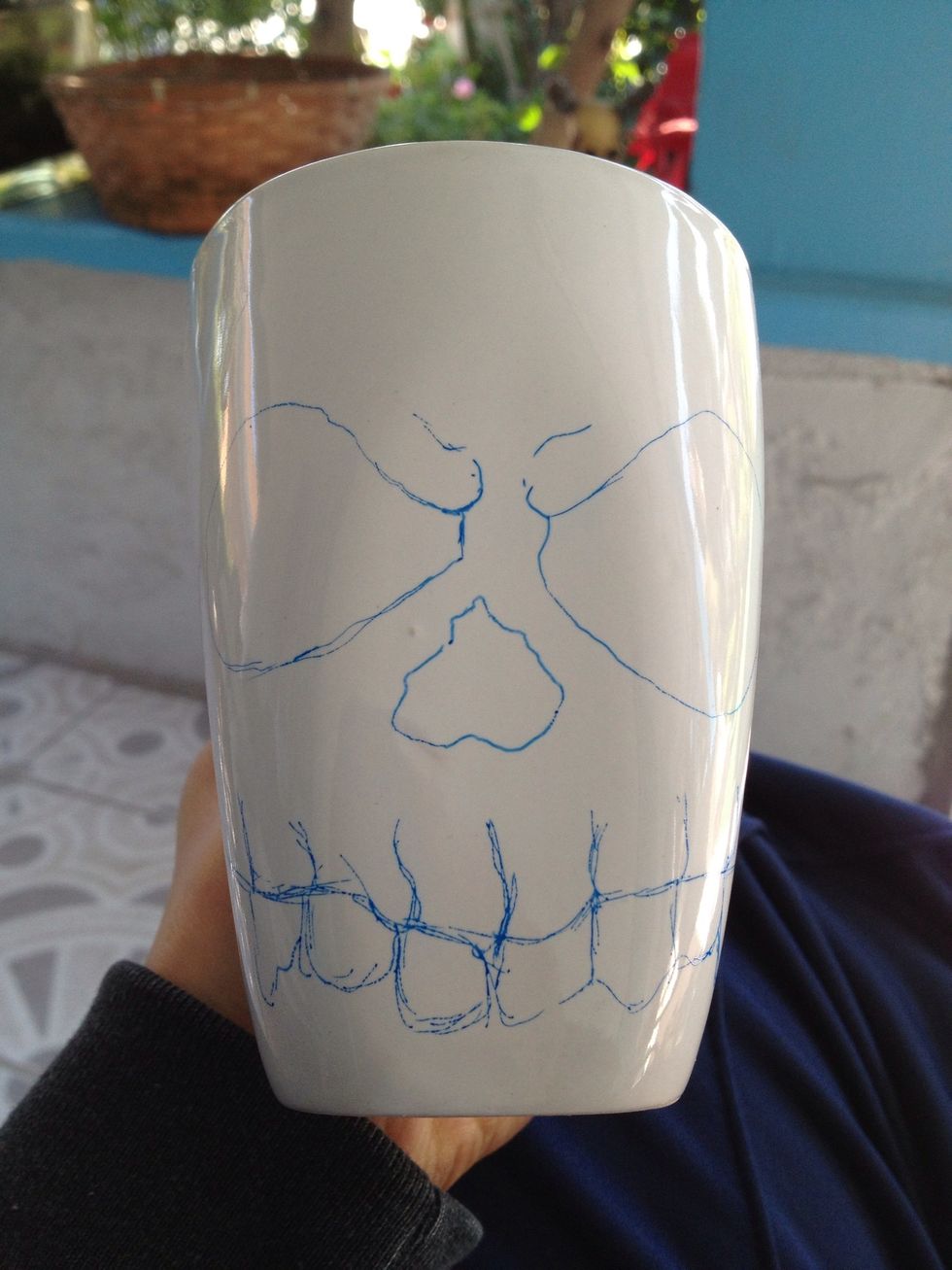 With the fine tip marker I sketched my design. Careful when handling because even though permanent it tends to smear. My daughter asked for \ud83d\udc80 and \ud83c\udf39\ud83c\udf39, my reaction \ud83d\ude27