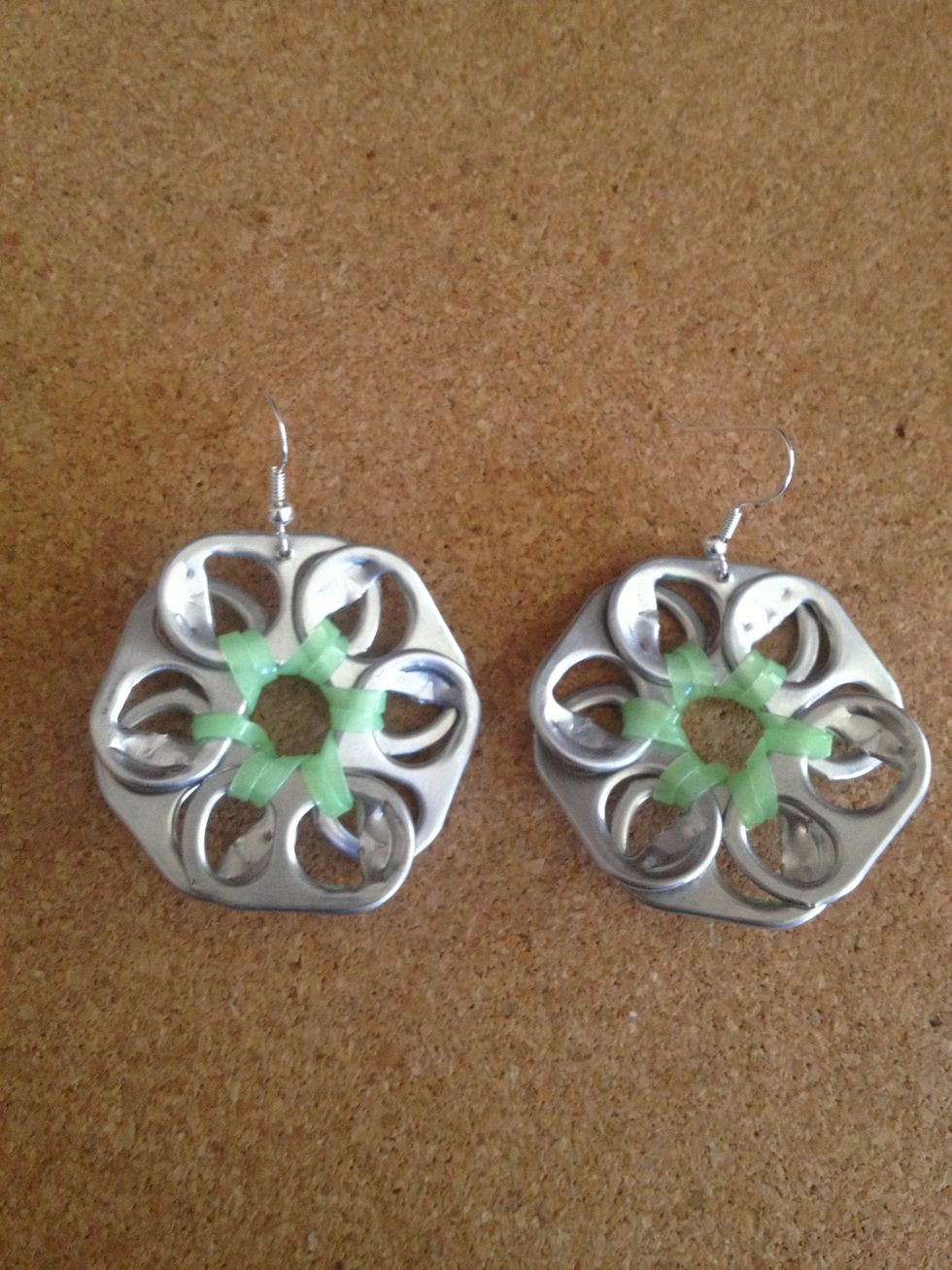 With the holes made on both flowers and the earring hooks put on they are set and ready to wear!