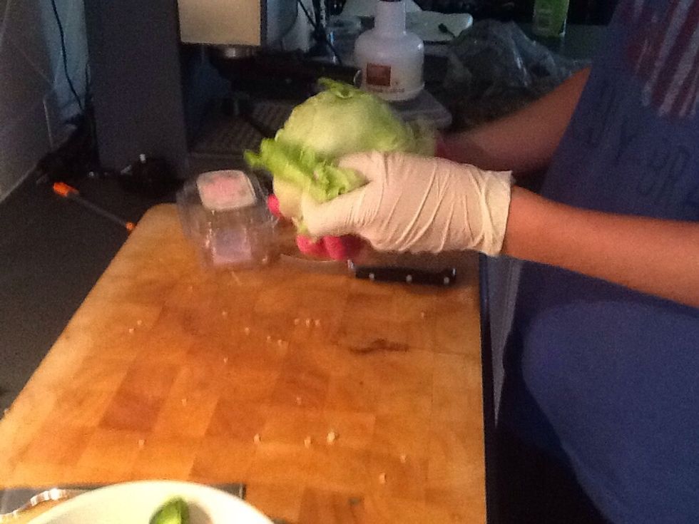 With the lettuce, you need to rip off only a few of the leaves.