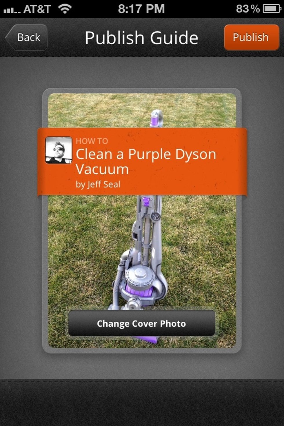 With the new image selected! Then select the PUBLISH button on the top right.