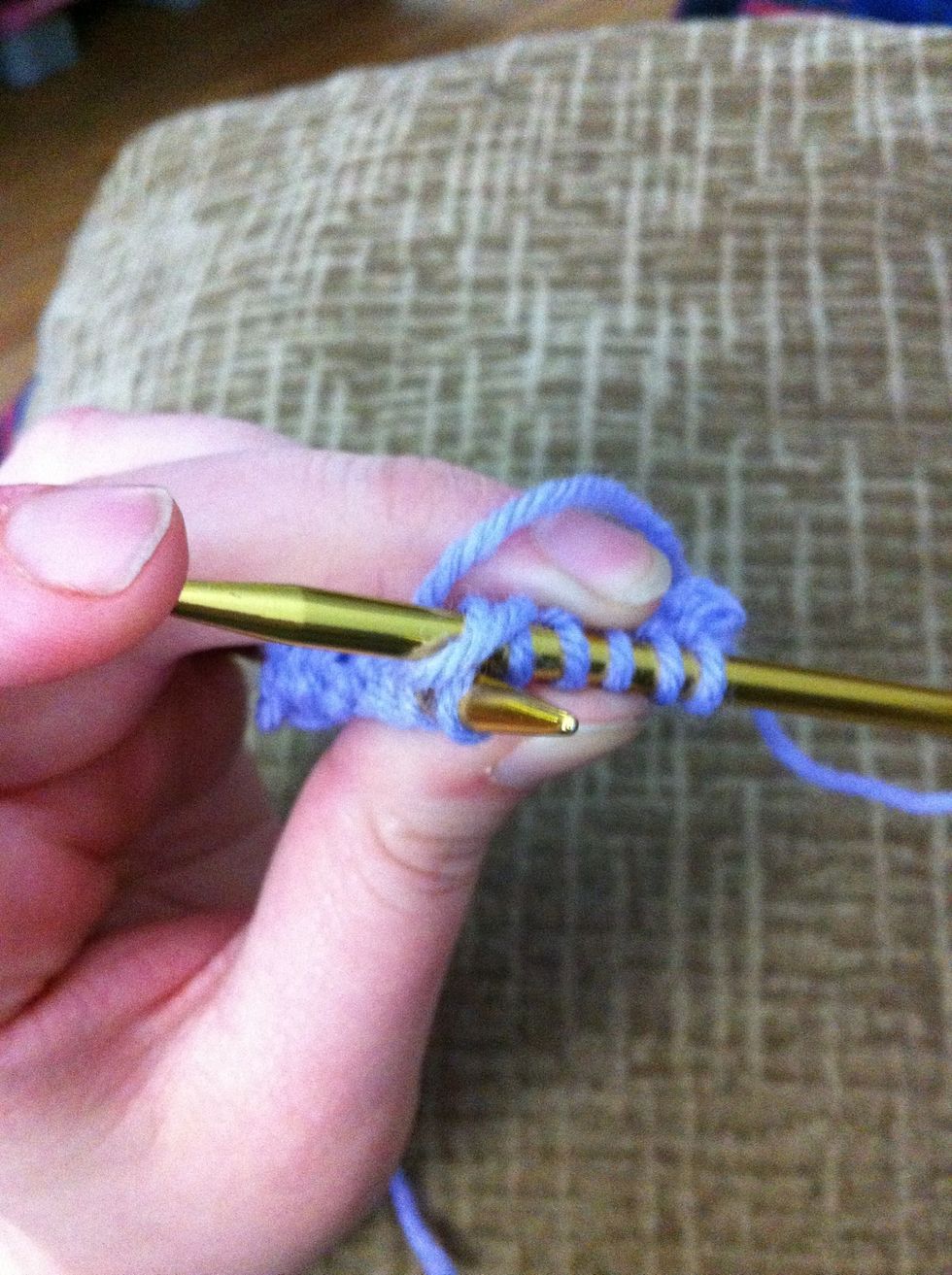 With the new stitch on the left needle insert the right needle into the back of the stitch you just knitted and knit that stitch.