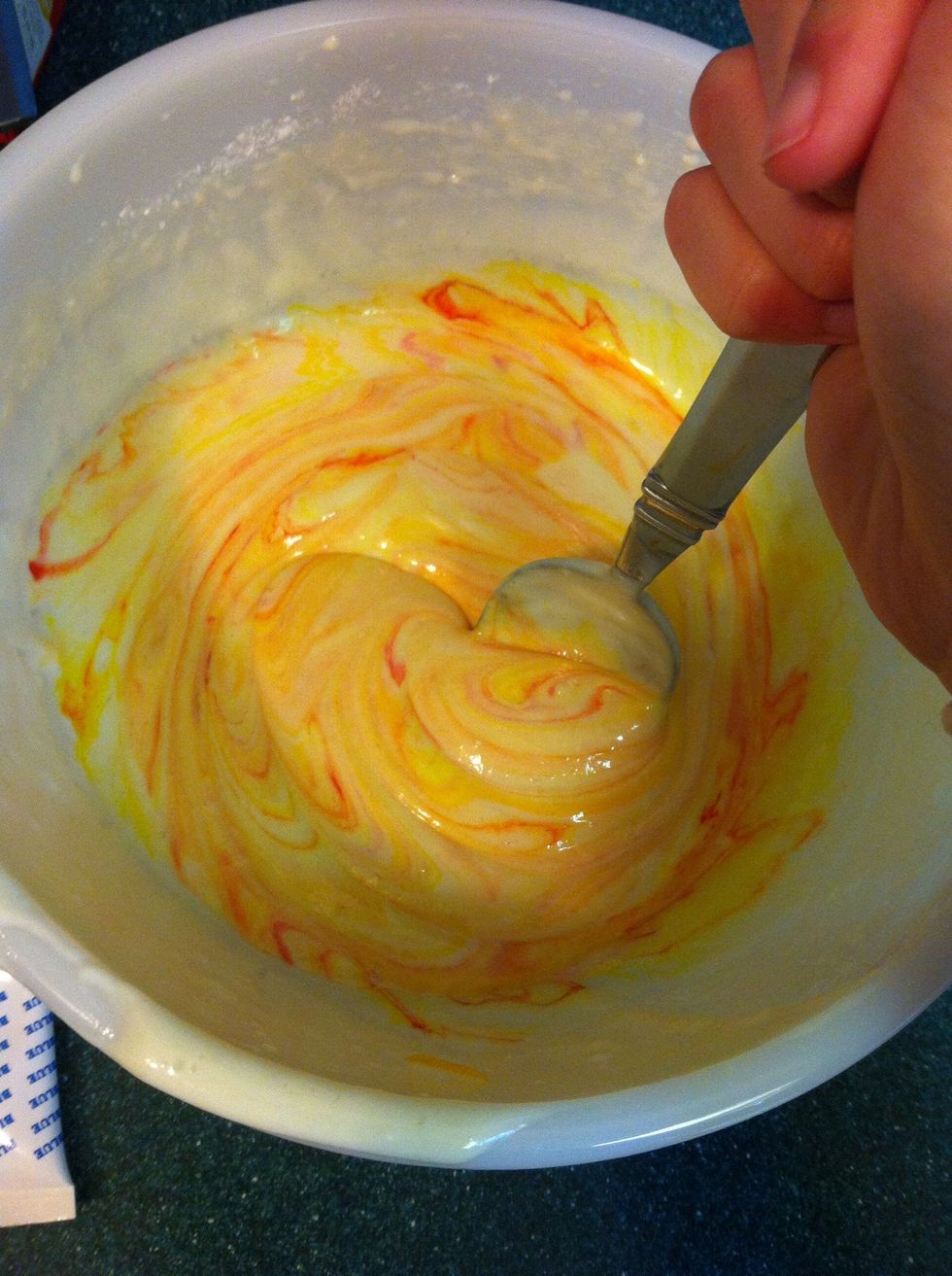 With the other, do the same until its all mixed together.