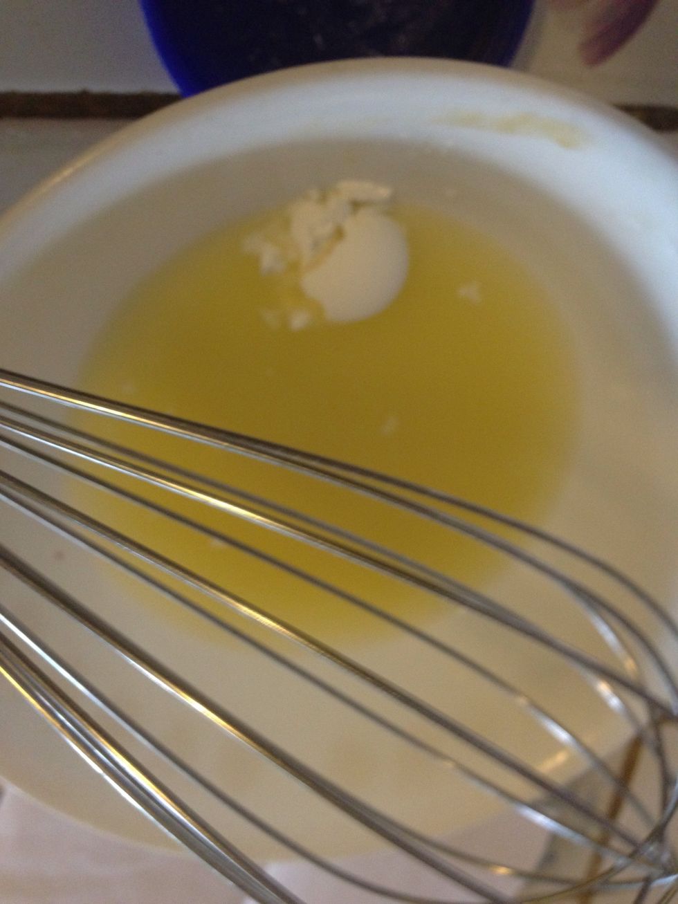 With the reserved juice, add some cornstarch to make a slurry. About 2 tablespoons of cornstarch should be enough. With a whisk or a fork, mix it together. Make sure you get all the cornstarch.