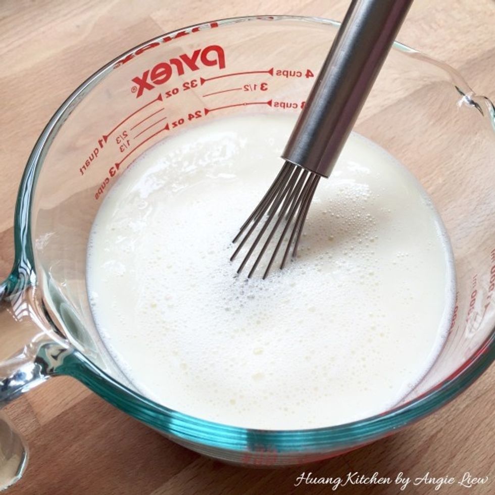 With the same wire whisk, mix everything together.