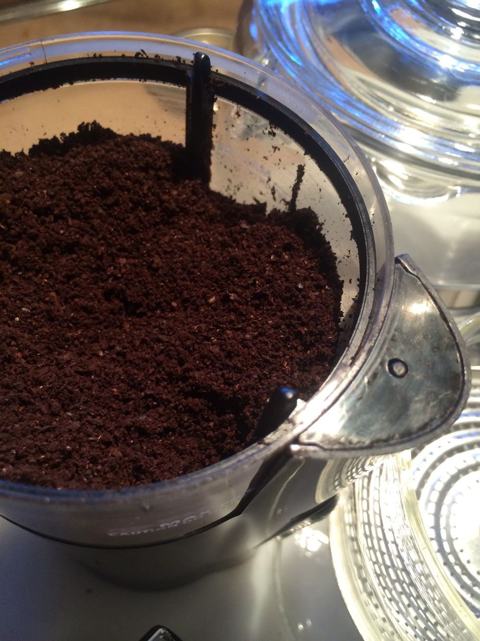 With this grinder, I found using the smallest pot setting and coarsest setting works well with this coffee maker.
