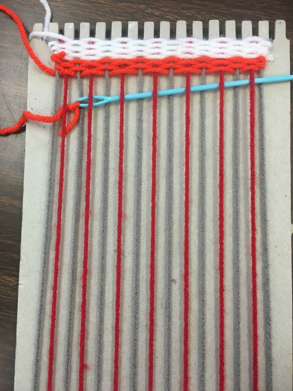 With this weave, I stuck to one basic stitch. You should be able to see the basic pattern formed.