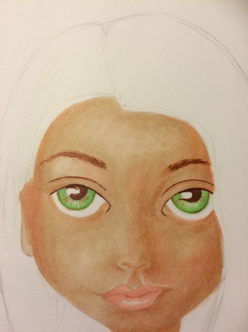 With W37 Chocolate I started drawing in some of the dark lines