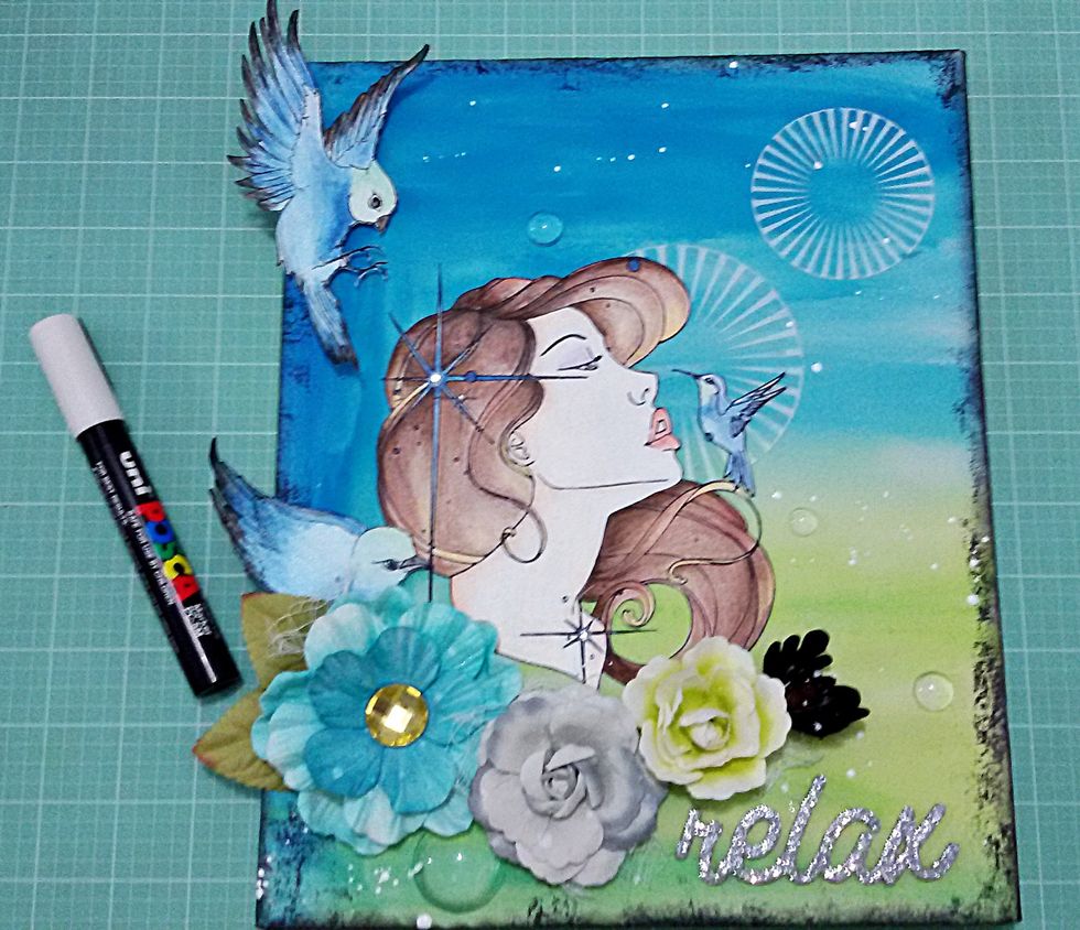 With white Posca pen make splashes.