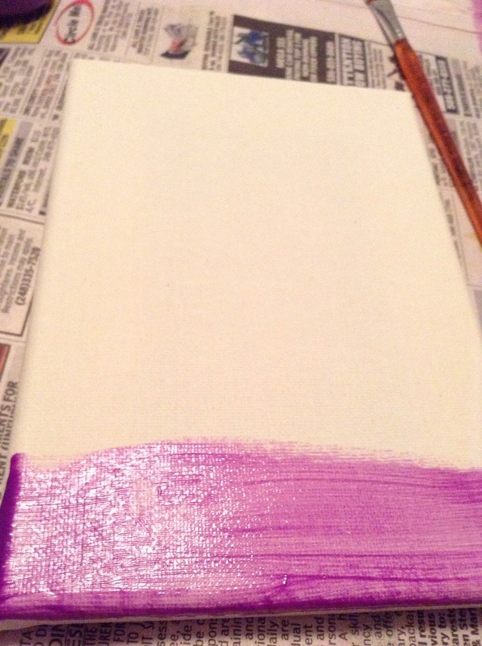 With your brush paint a layer of purple