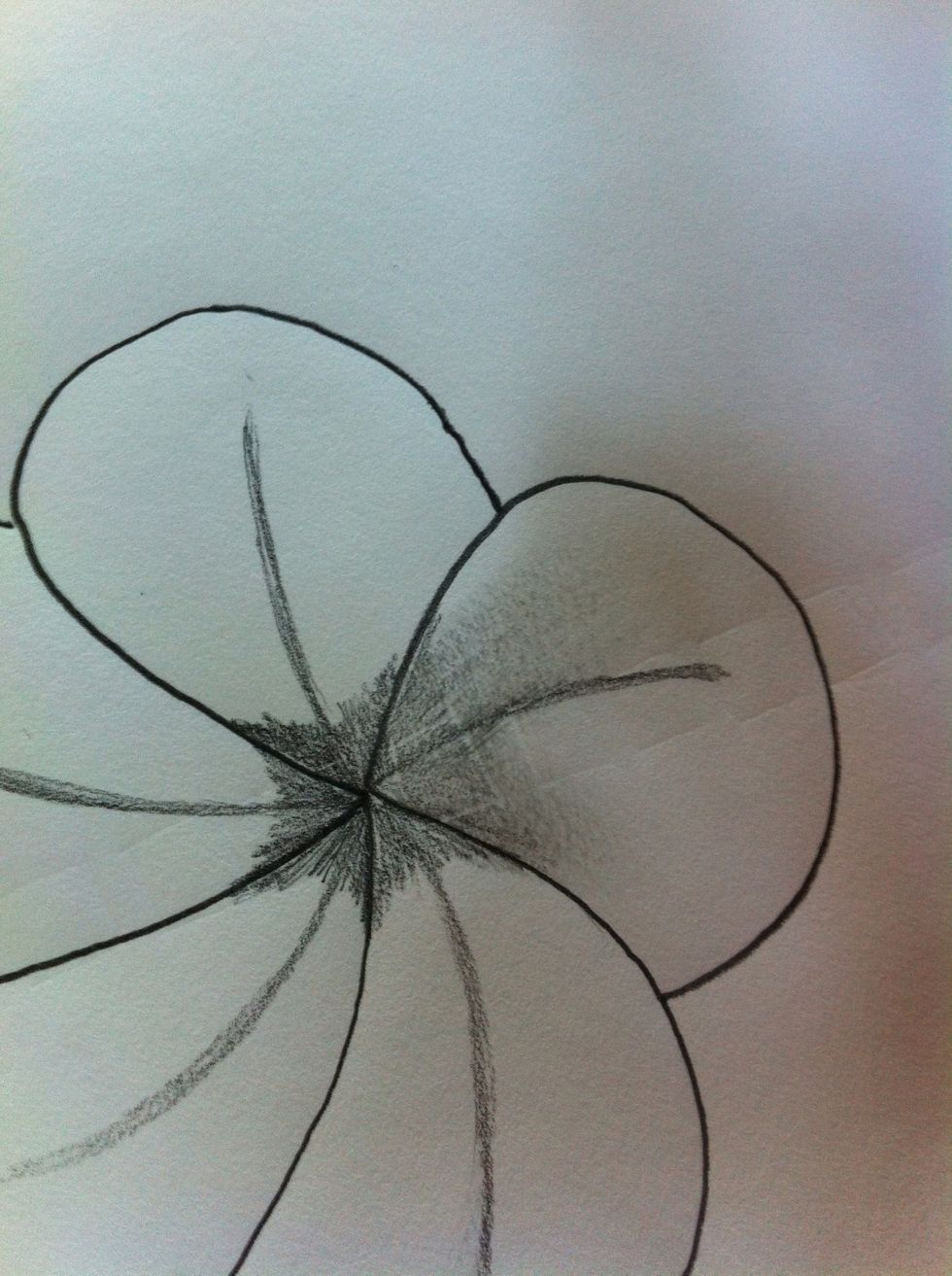 With your finger smear the shade from center to end of flower