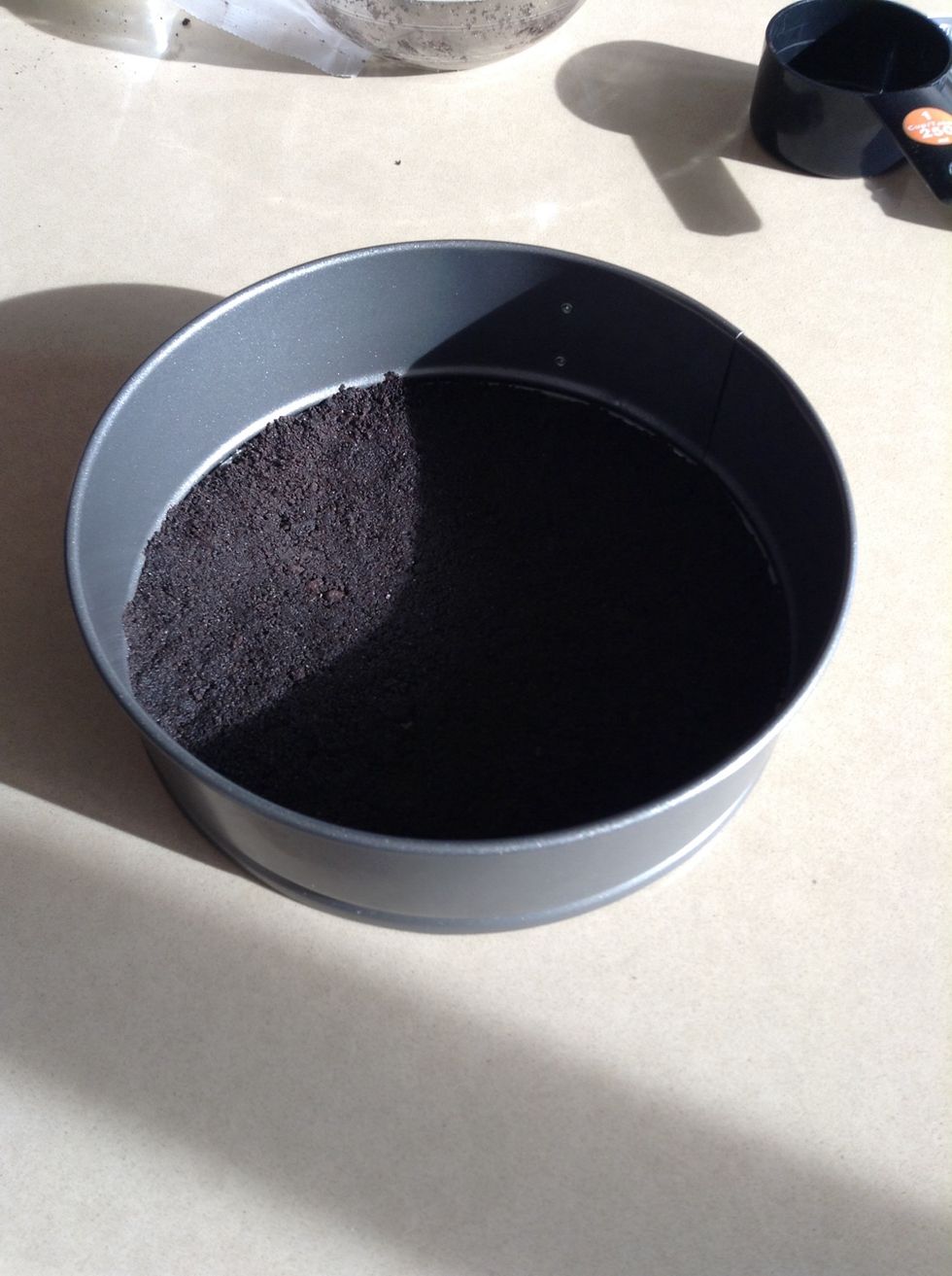 With your hand pat down on the mixture