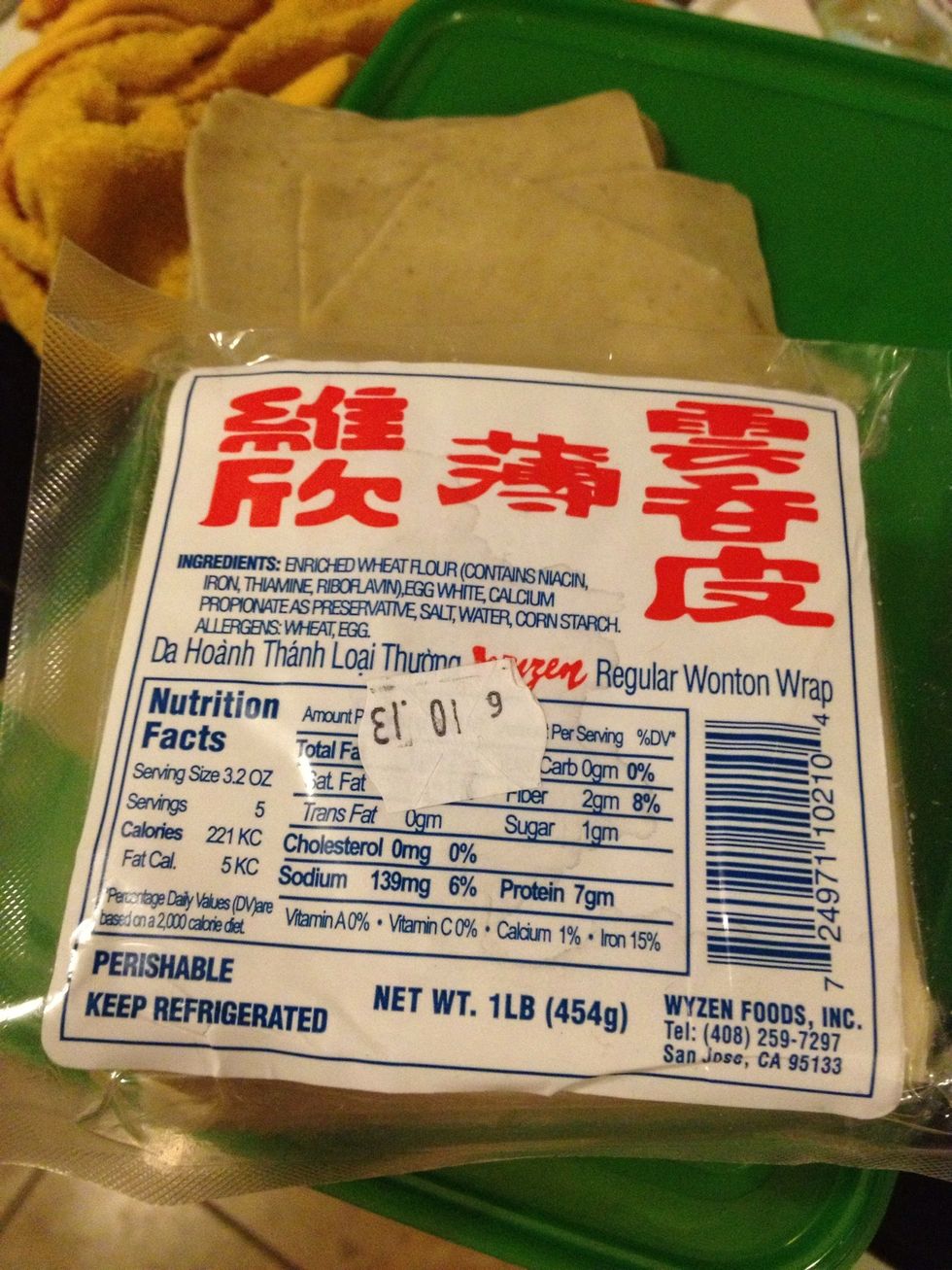 Wonton wrapper from Asian market.