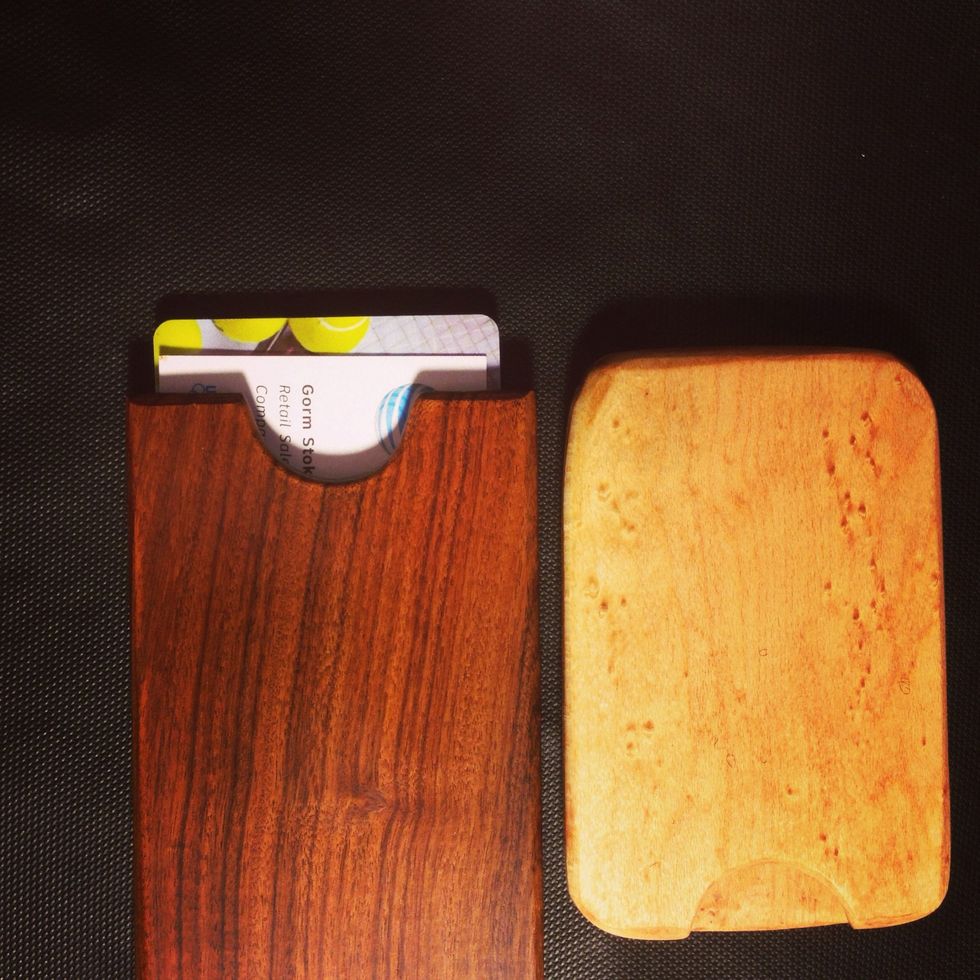 Wooden business card holder