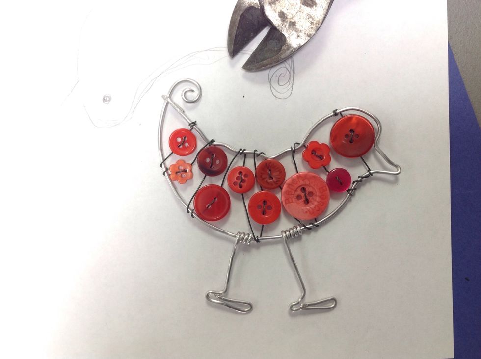 Work back and fourth, then fasten off the wire.