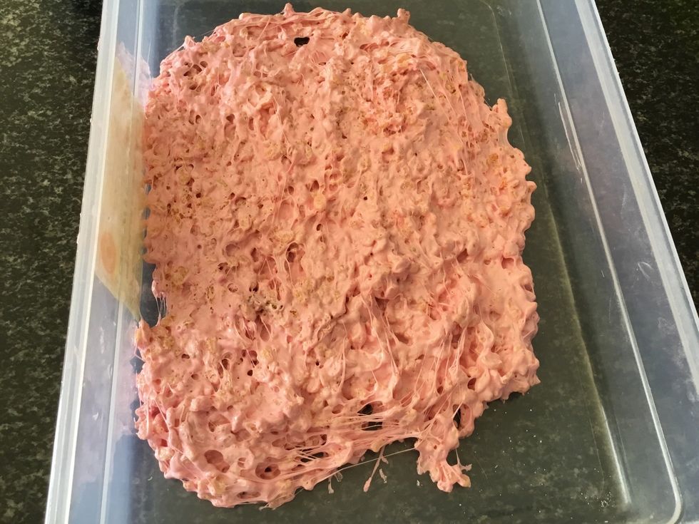 work quickly with the rice crispy treats