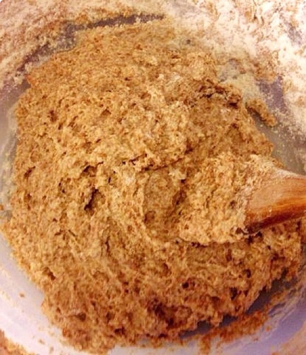 Work the dough with a wooden fork or similar.