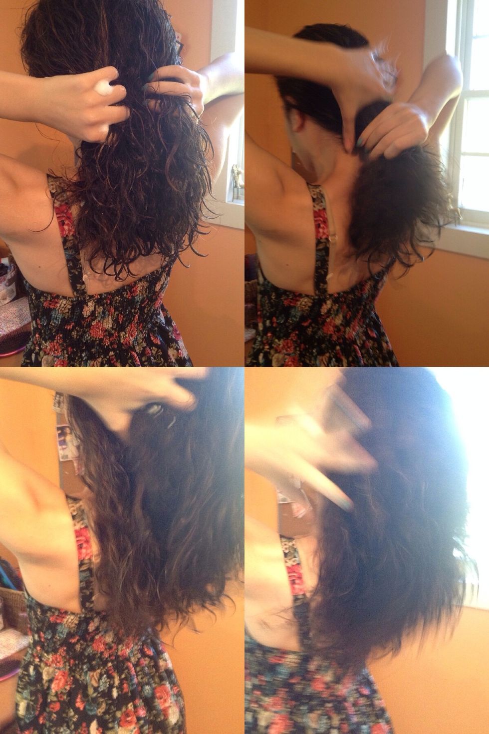 Work the mousse through your hair. Do not focus it on the top because it will make your hair flat. Work it through the length of your hair.