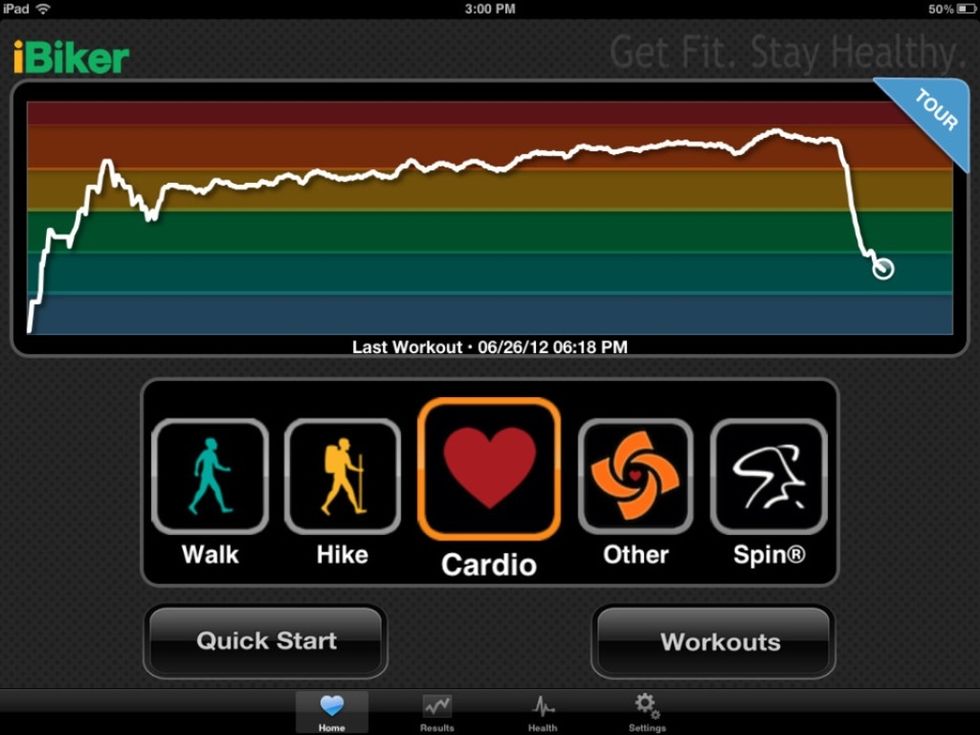 Work up a sweat and track it with iBiker. This app allows you to track your indoor and outdoor workouts and can even be hooked up with heart rate sensors.