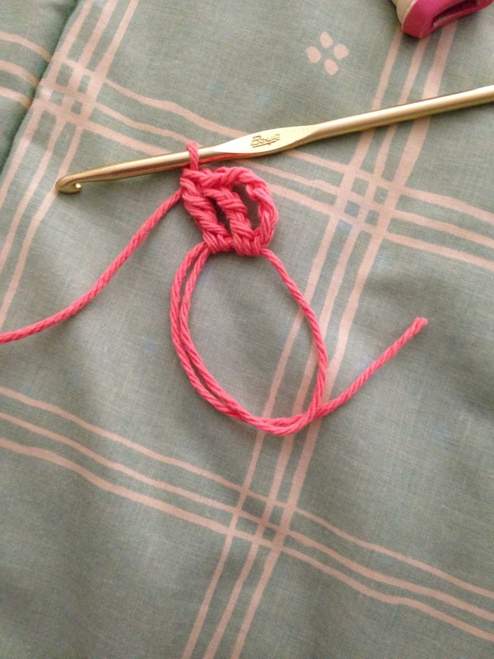 Working towards the inside of the ring, make 2 triple crochet stitches. Again, check out others who made a post for making a triple crochet stitch.