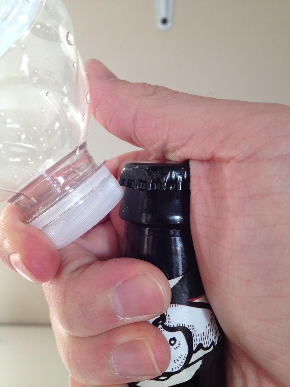 Works best with an unopened full water bottle.