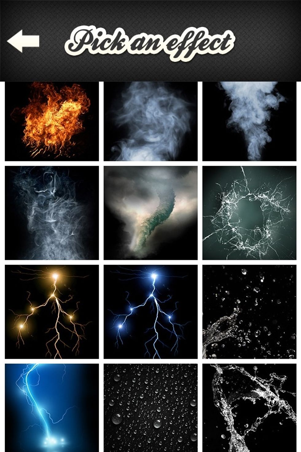 WowFX app have to much default optional layer efect, the one is strom layer, chose any layer when we want to added