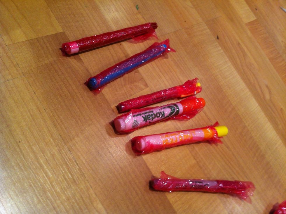 Wrap about six of them in seran/plastic wrap