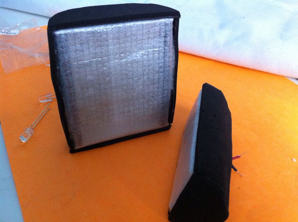 Wrap all back side using black spon for prety look outside, I use double tape glue to attach tis,  it's more easy than we use power glue After all side is covered, connect backside to power cable