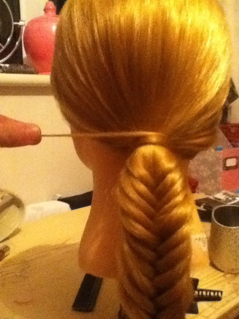 Wrap around the elastic and leave around 2" (inches) Xx