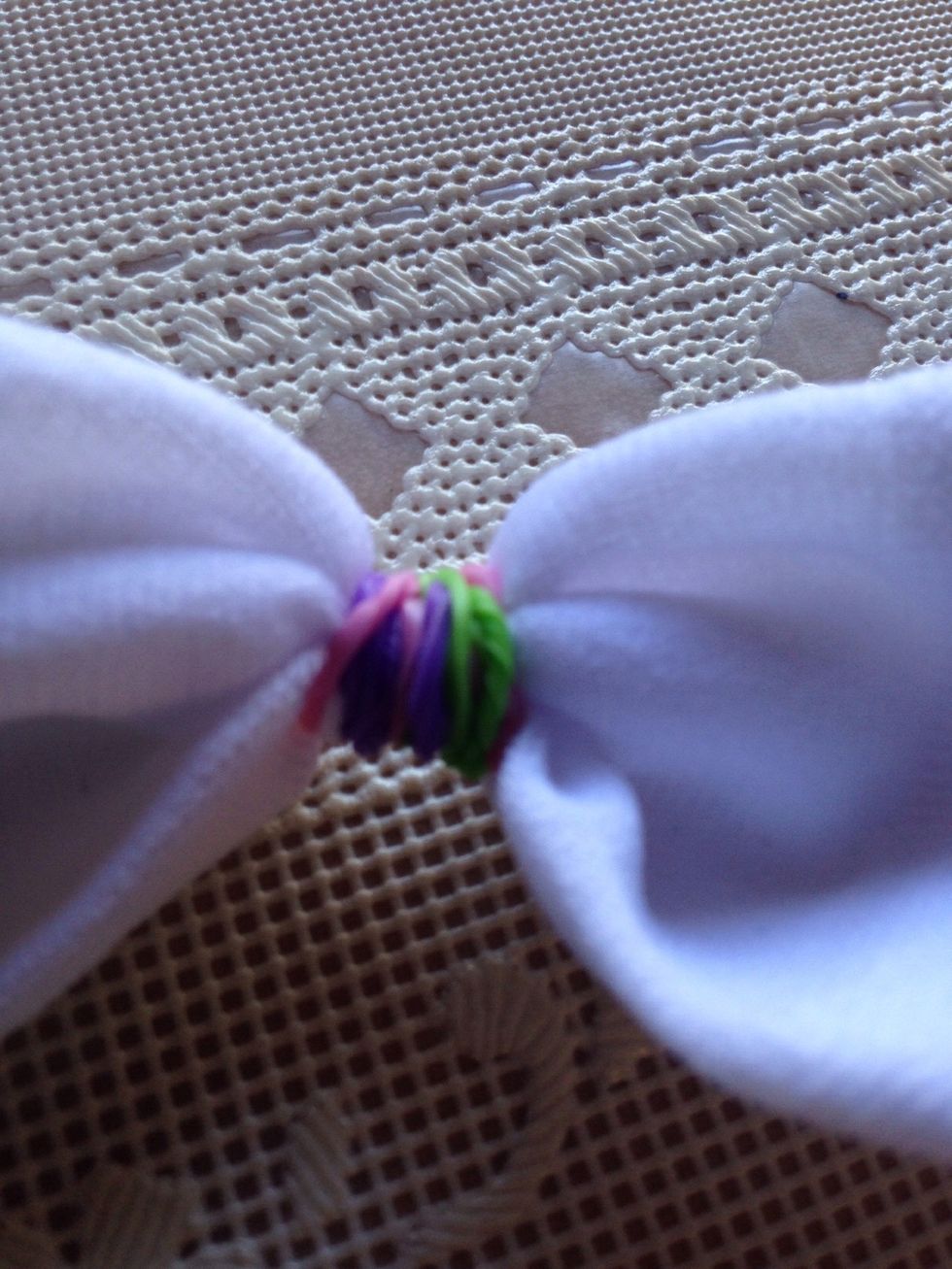 Wrap bands around cut edge. I wrapped bands four or five times around, and used three different colors.