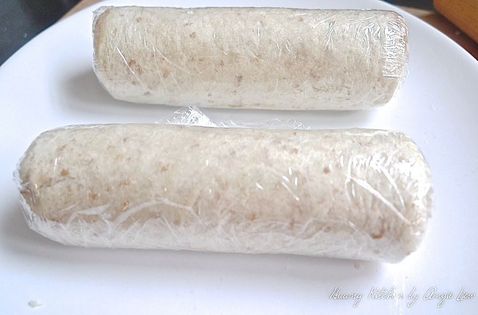 Wrap in plastic wrap and refrigerate until ready to cut into pinwheel or sushi sandwiches to serve at anytime.