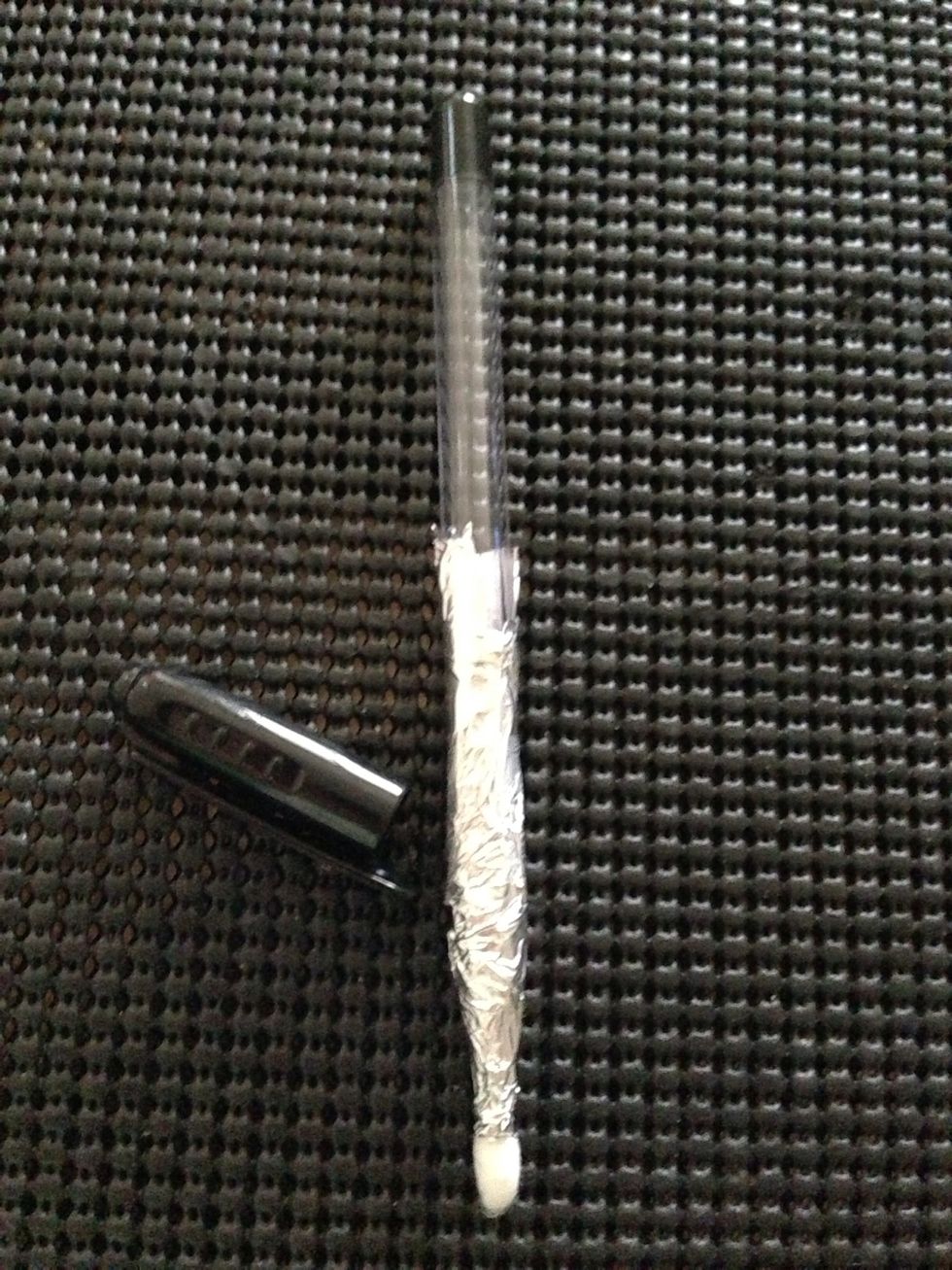 Wrap it with aluminum foil. Make sure foil touches the earbud. And again add scotch tape to hold aluminum foil. Add a drop of water to use.