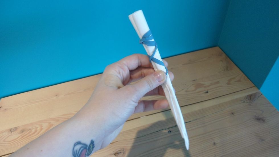 Wrap one or two elastic bands tightly around.