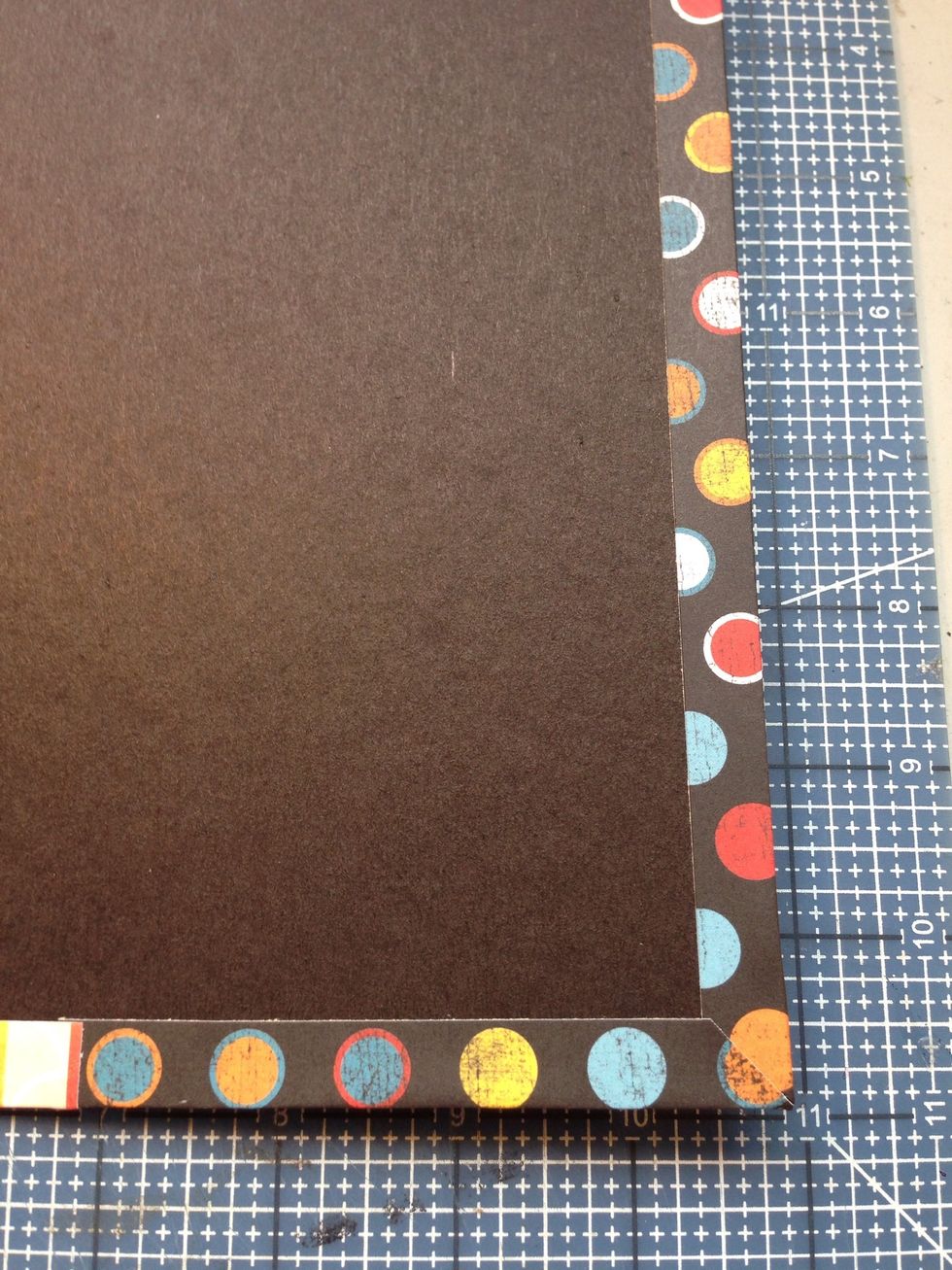 Wrap paper around edge of chipboard. Glue are attach with strong adhesive.