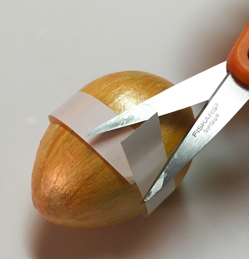 wrap strip around center of egg, then trim excess.