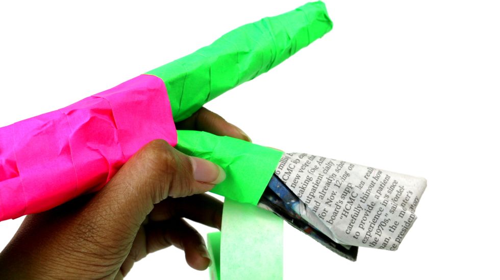 Wrap tape around the leg.