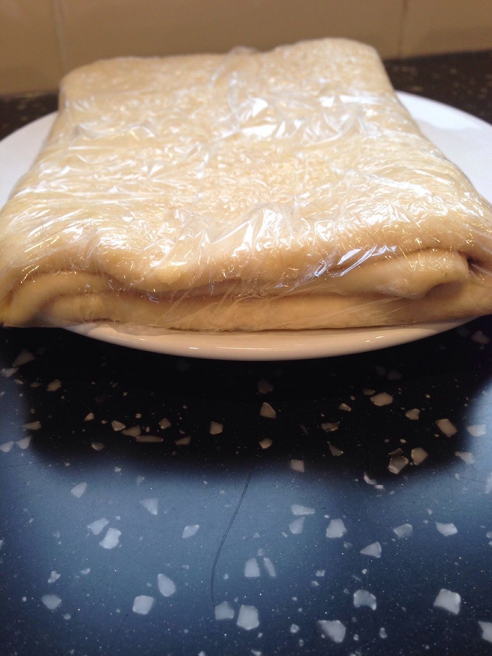 Wrap the dough in cling film and chill in the refrigerator for at least 5 hours. Overnight is best