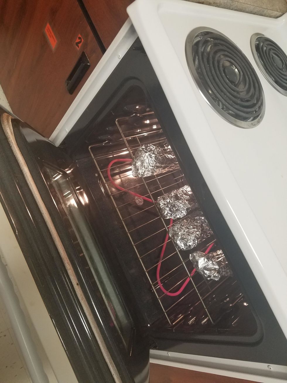Wrap the foil around the bread and bake for 15 minutes.